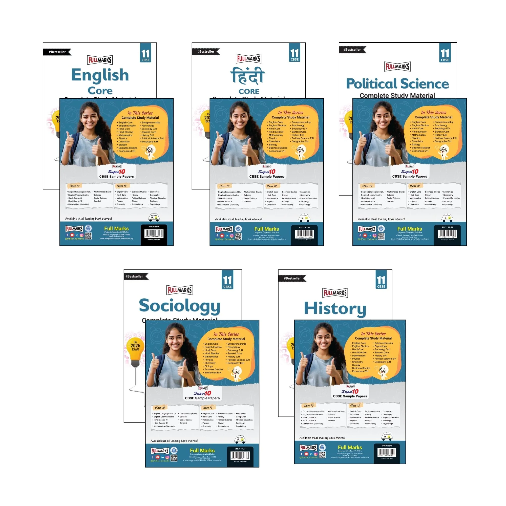 Full Marks Class 11 Combo of 5 Books - English Core + Hindi Core + Political Science + Sociology + History | Complete Study Material - Image 7