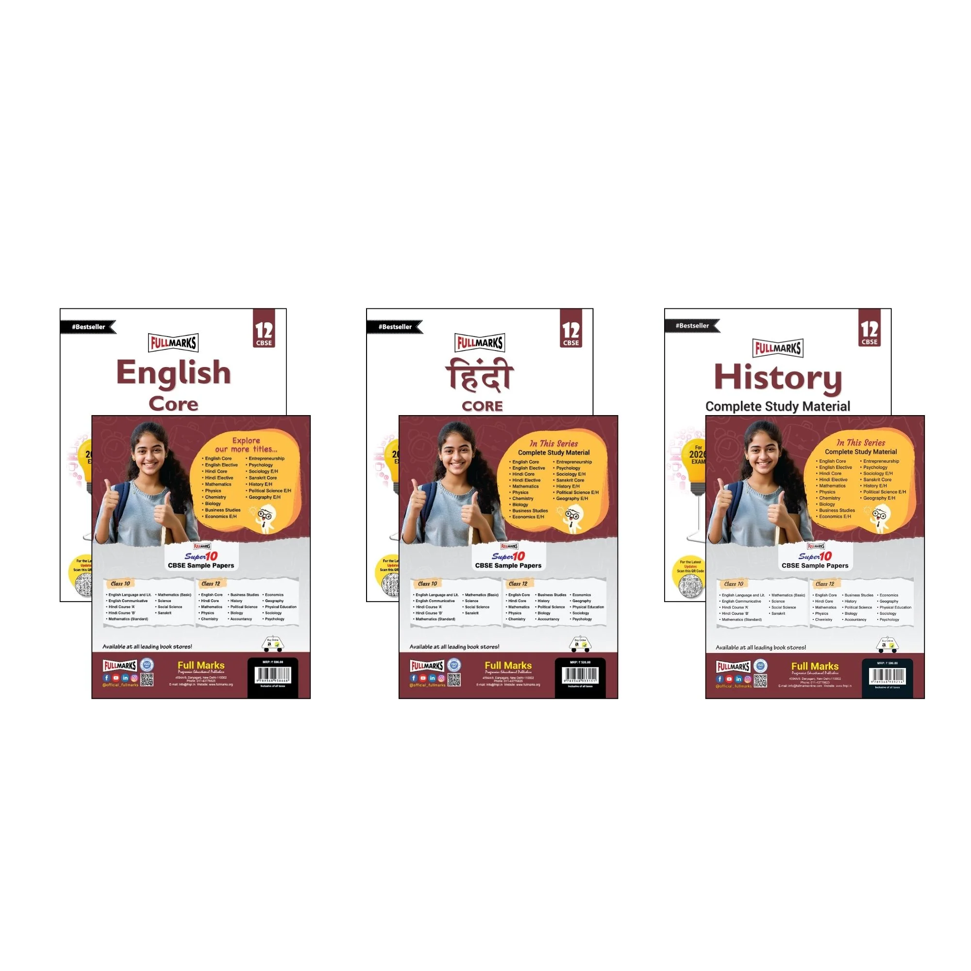Full Marks Class 12 Combo of 3 Books - English Core + Hindi Core + History | Complete Study Material - Image 5