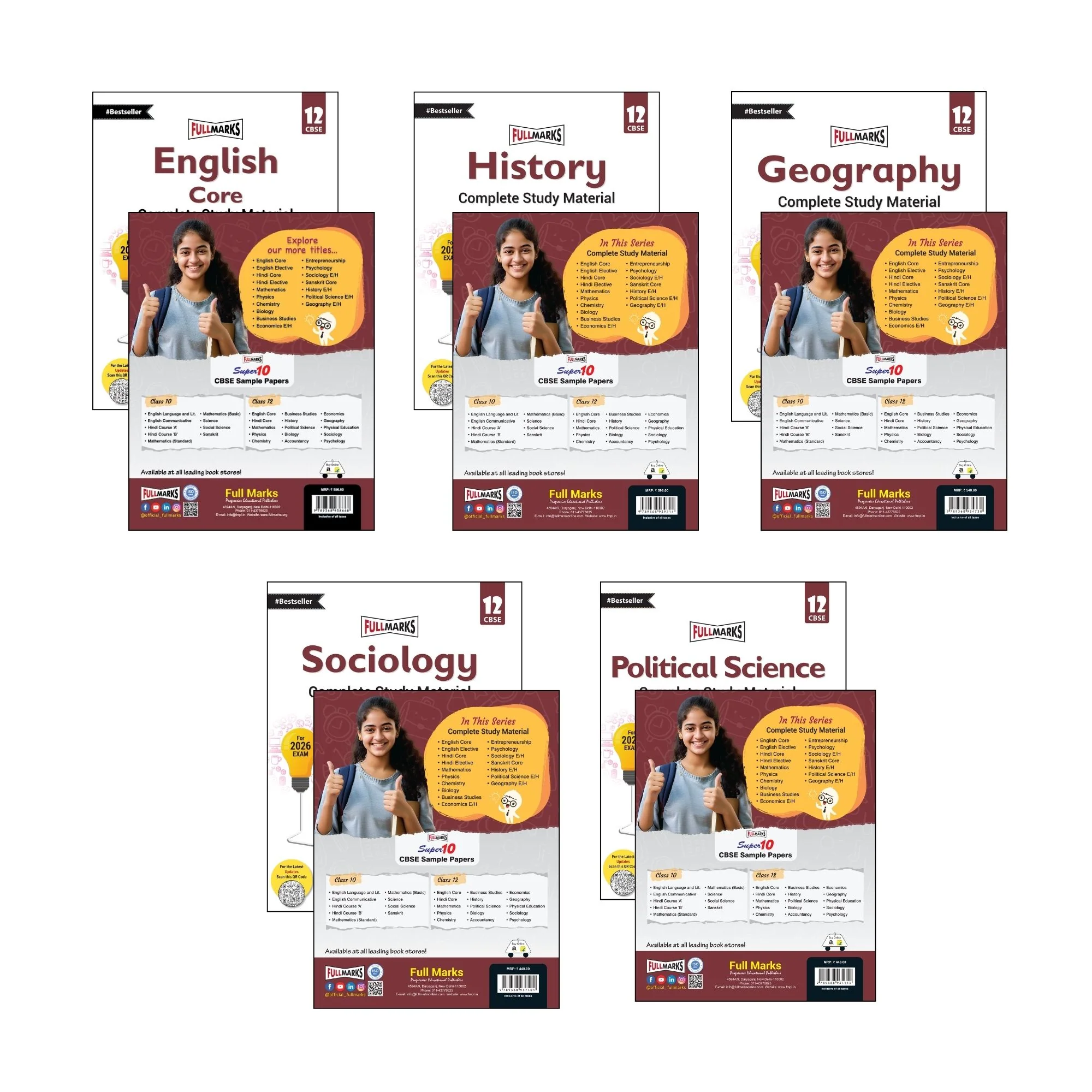 Full Marks Class 12 Combo of 5 Books - English Core + History + Geography + Sociology + Political Science | Complete Study Material - Image 7