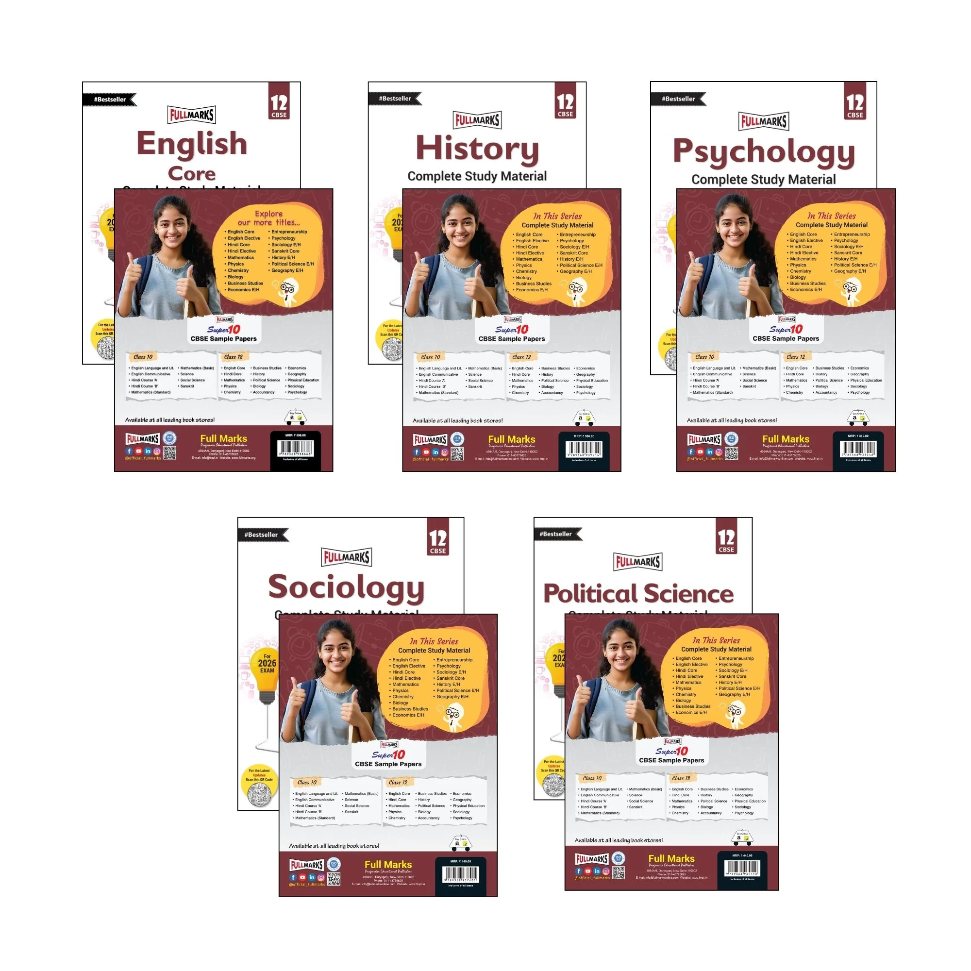 Full Marks Class 12 Combo of 5 Books - English Core + History + Psychology + Sociology + Political Science | Complete Study Material - Image 7