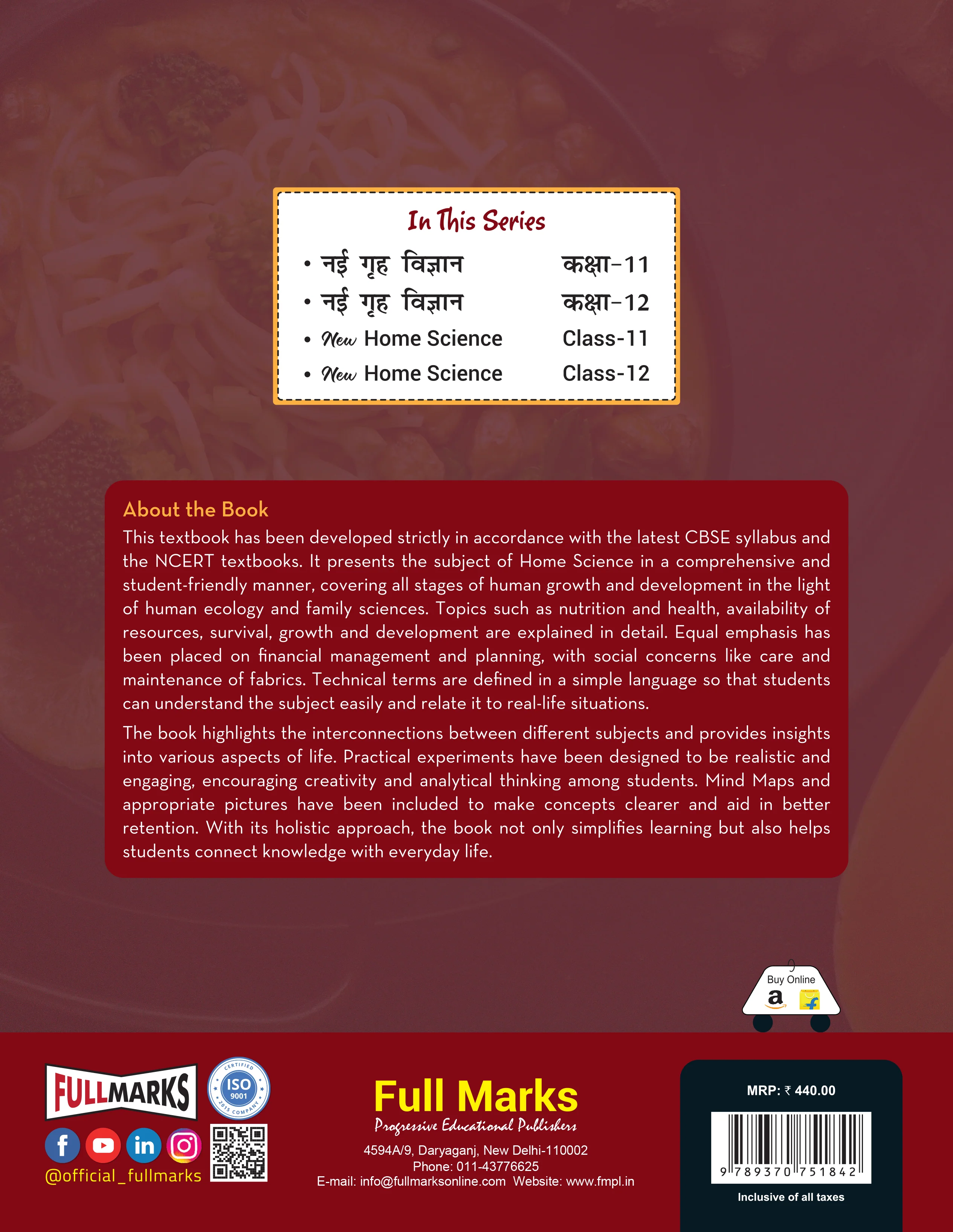 Full Marks Home Science Textbook of Class 11 | Based on Latest CBSE Syllabus & NCERT Textbooks | Includes Human Ecology & Family Sciences Part I & II with Practicals | Subject Code 064 - Image 2