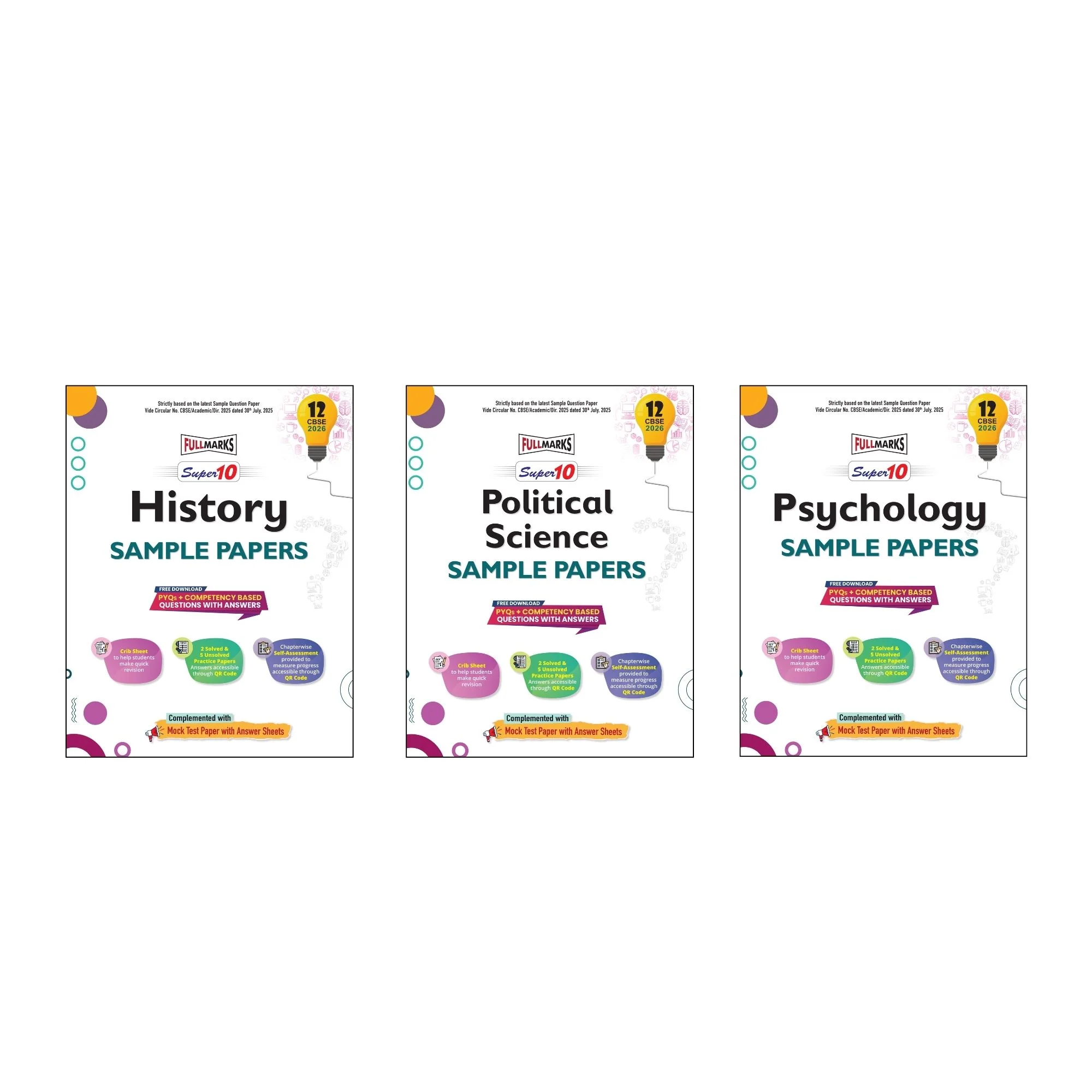 Full Marks Super 10 Sample Paper Combo of 3 for Class 12 – History + Political Science + Psychology | Latest Sample Papers for CBSE 2026 Exam