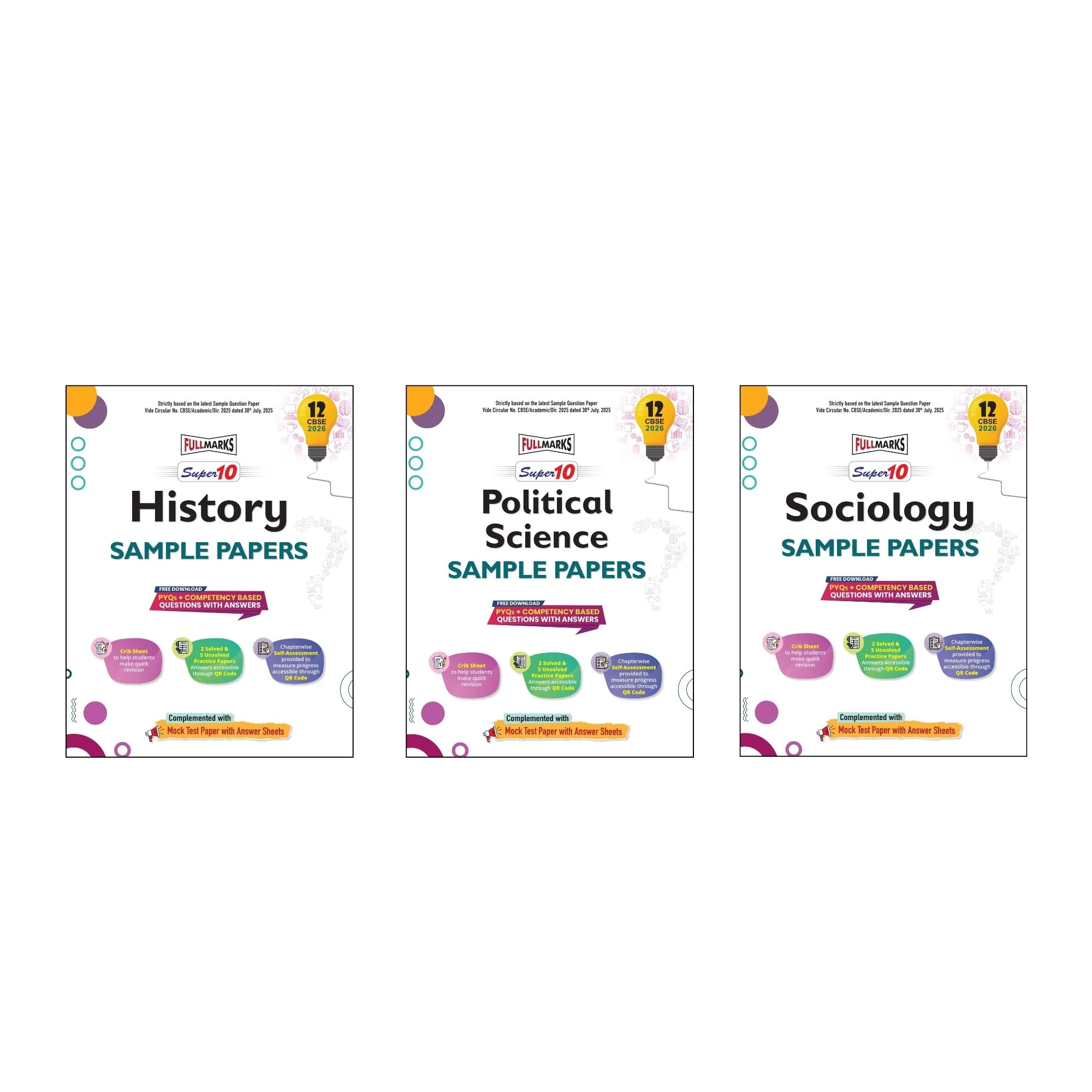 Full Marks Super 10 Sample Paper Combo of 3 for Class 12 – History + Political Science + Sociology | Latest Sample Papers for CBSE 2026 Exam