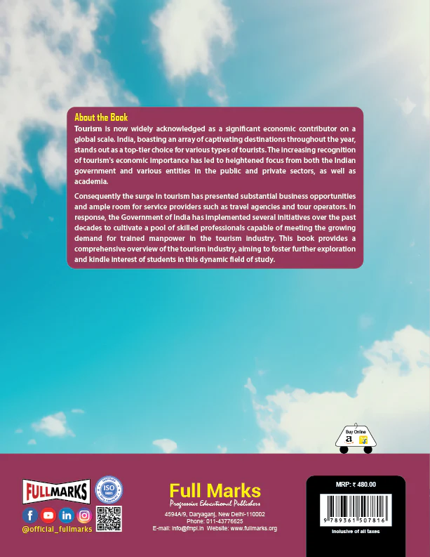 Full Marks Tourism Skill Education Textbook for Class 11 | Subject Code 806 - Image 3